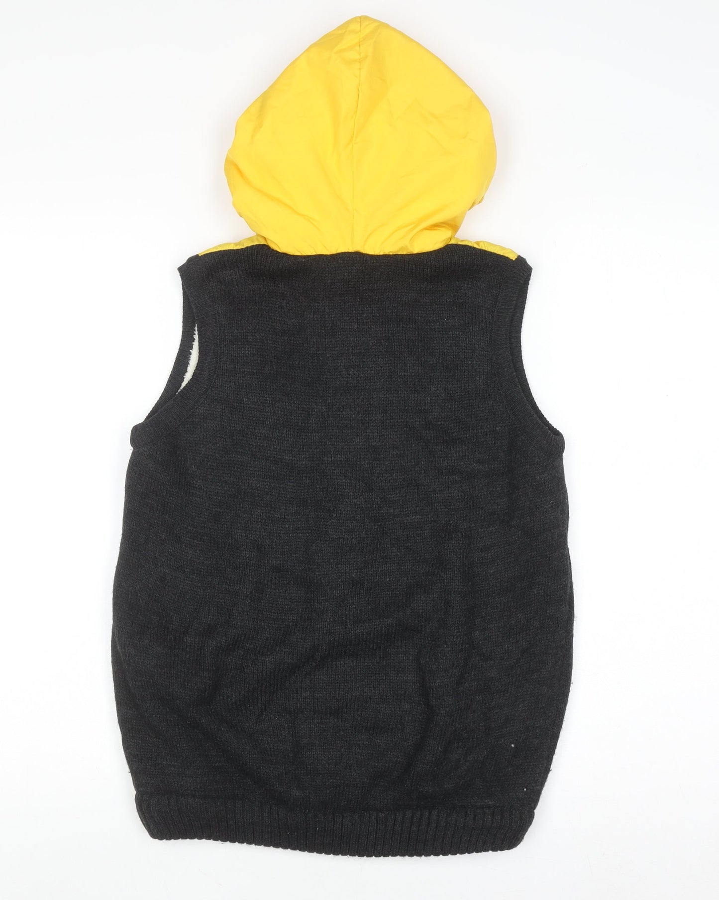 LC Waikiki Boys Yellow & Grey Hooded Bodywarmer Gilet 10-11 Years Lined Zip
