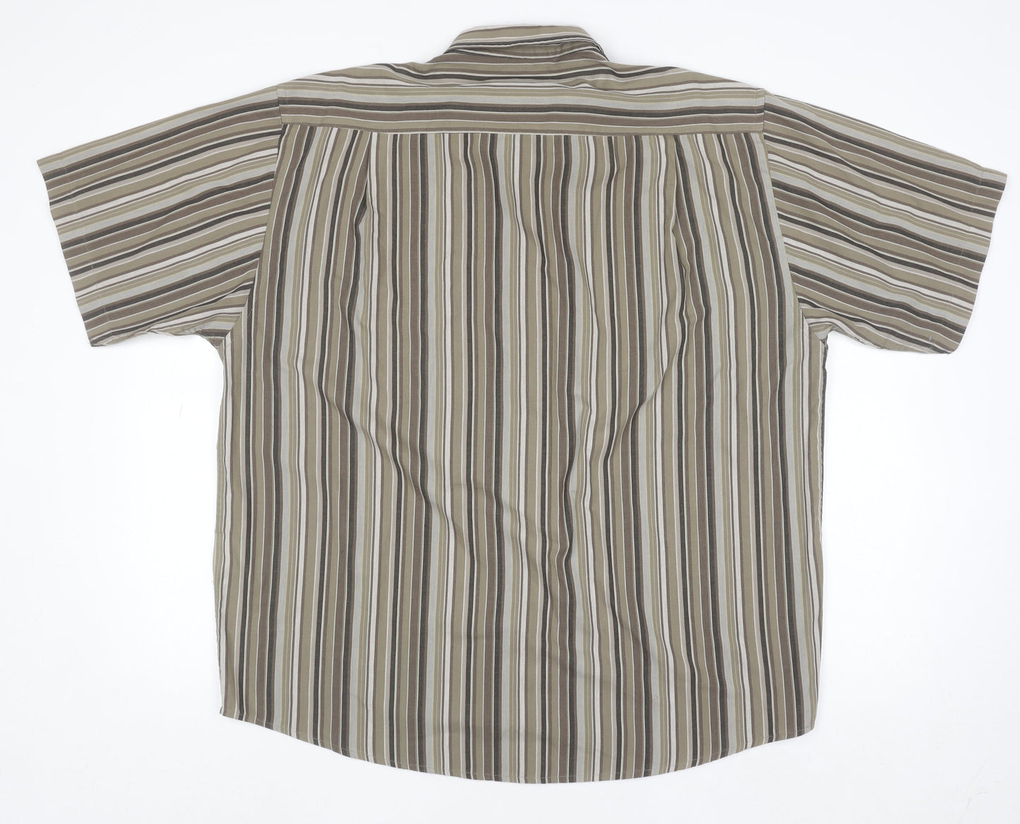EWM Pure Classics Men's Brown Striped Short Sleeve XL Cotton Shirt