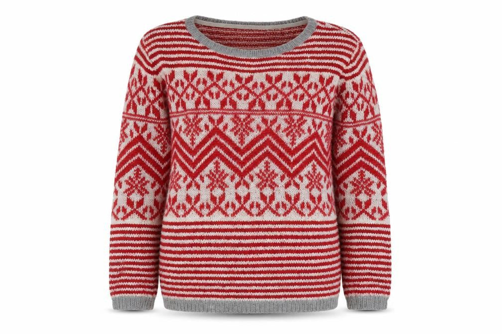 Springfield Womens Red Fair Isle Wool Blend Jumper Size 12
