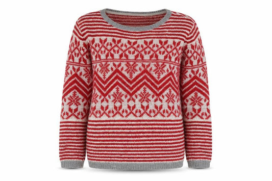 Springfield Womens Red Fair Isle Wool Blend Jumper Size 12