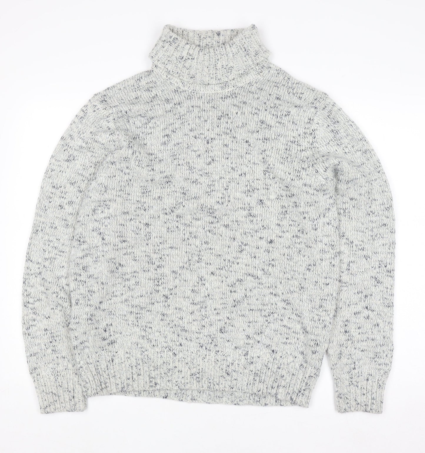 Marks and Spencer Women’s Grey Roll Neck Wool Blend Chunky Knit Jumper M