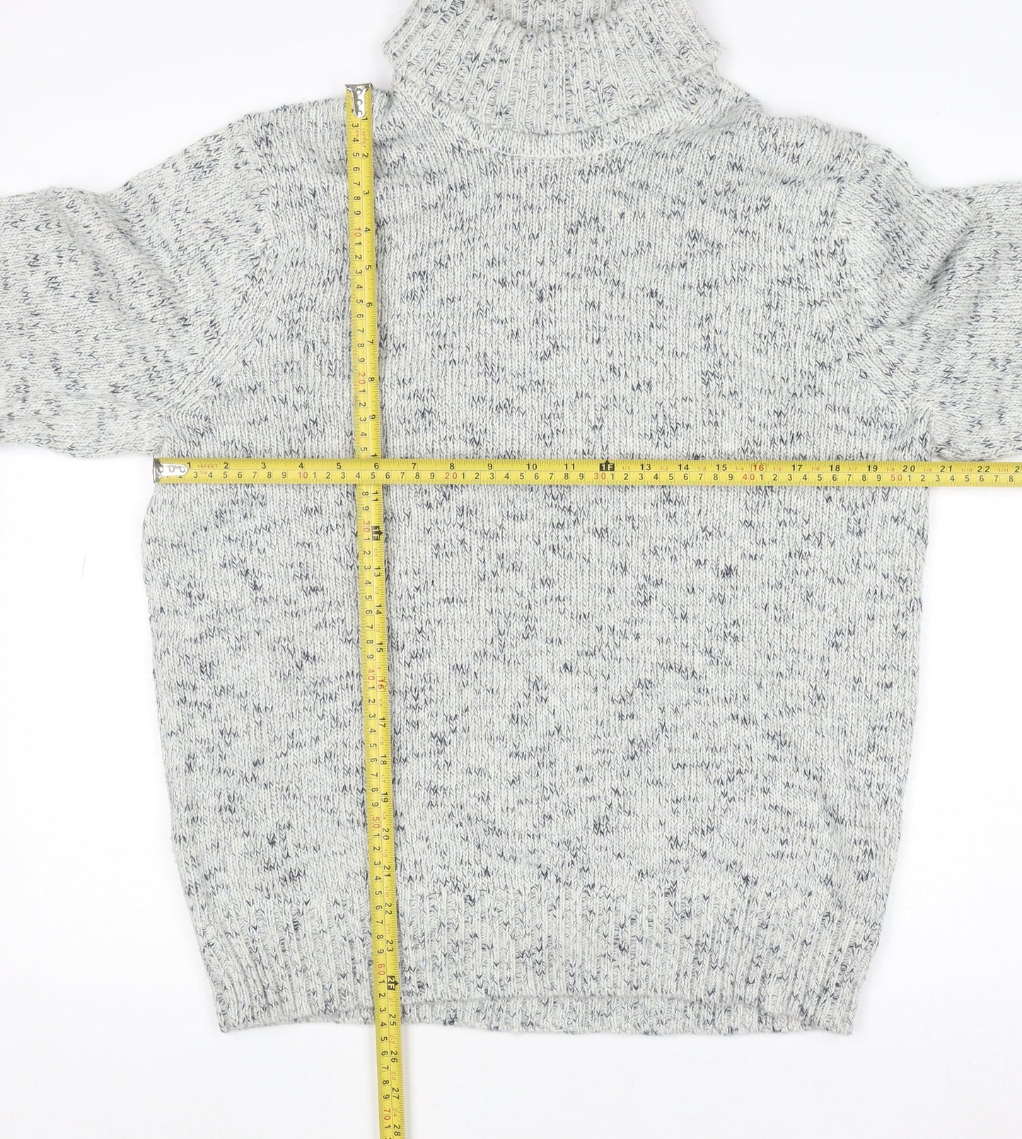 Marks and Spencer Women’s Grey Roll Neck Wool Blend Chunky Knit Jumper M