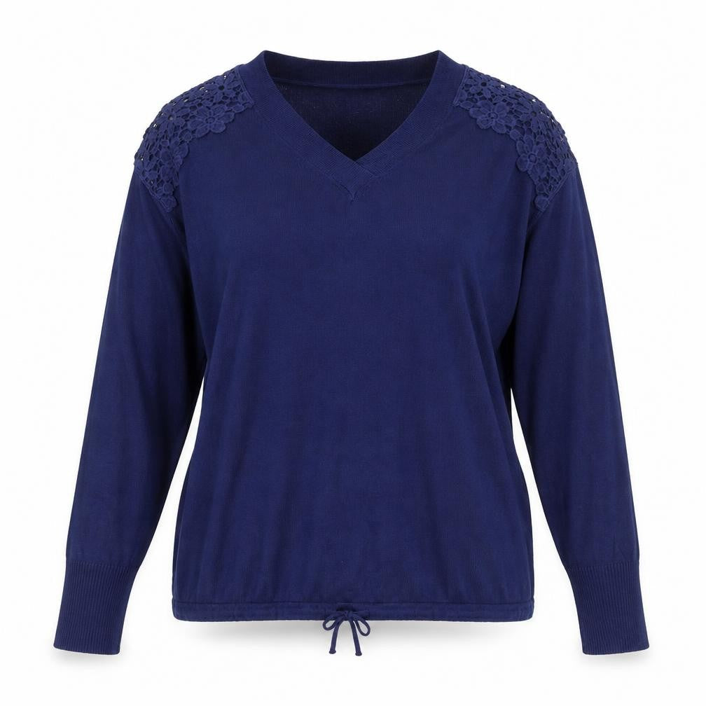 Marks & Spencer Women's Blue V-Neck Knit Jumper Size M