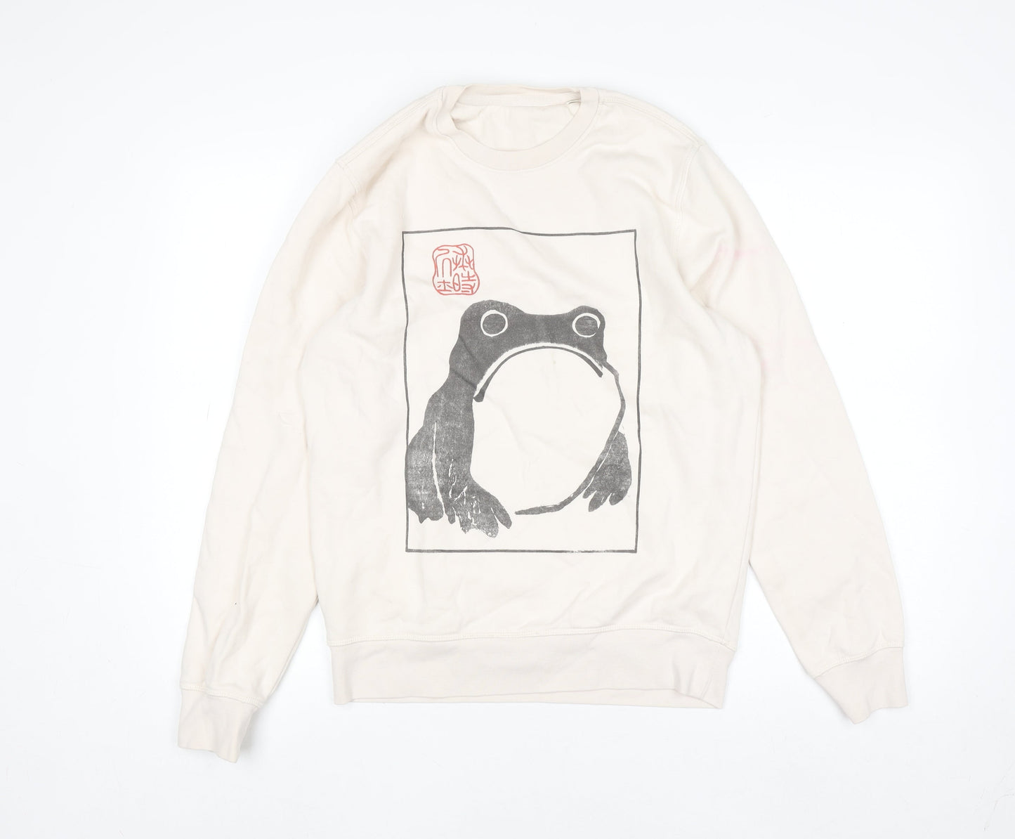 Stanley/Stella Women Ivory Cotton Pullover XS Frog Print Jumper