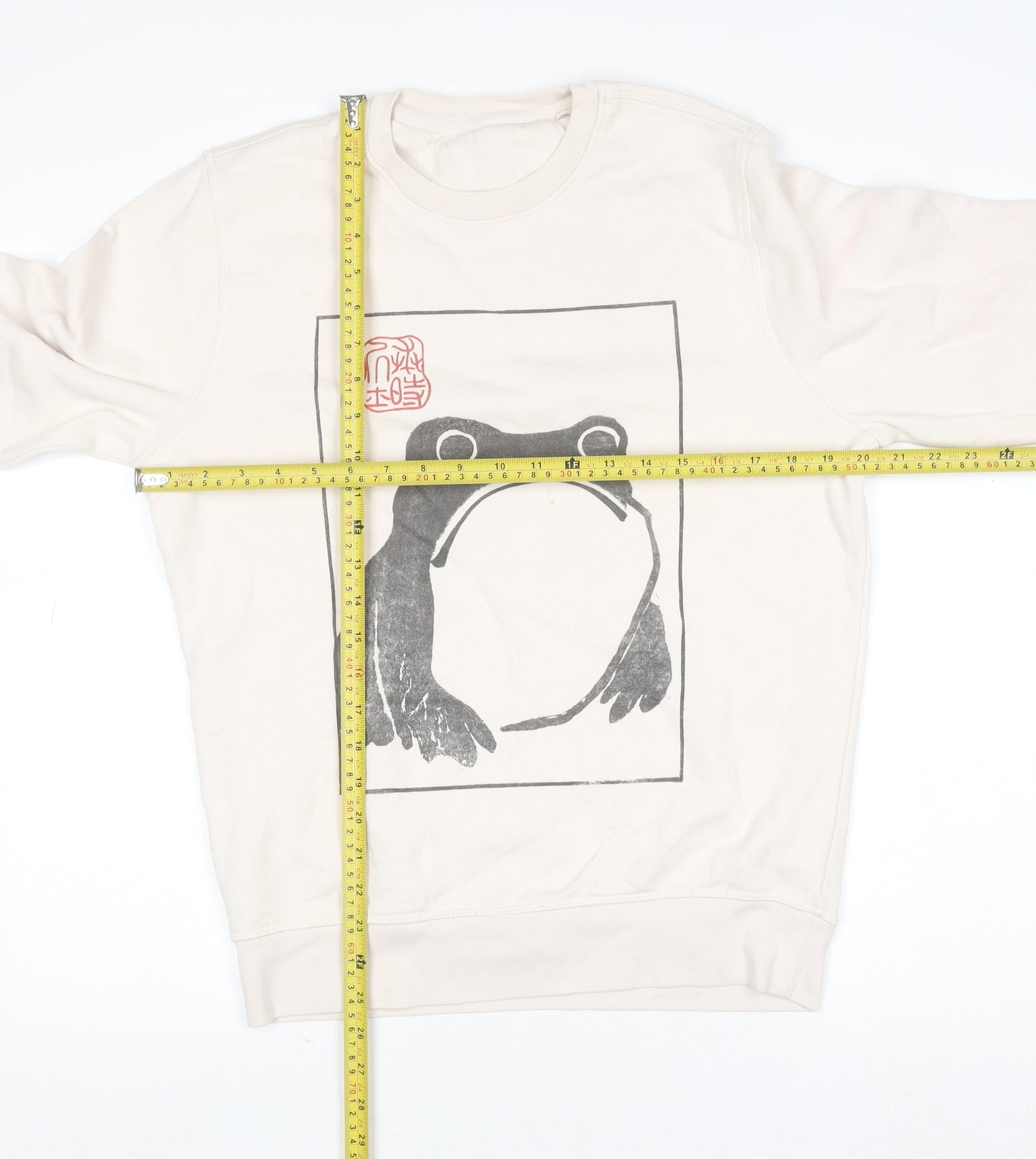 Stanley/Stella Women Ivory Cotton Pullover XS Frog Print Jumper