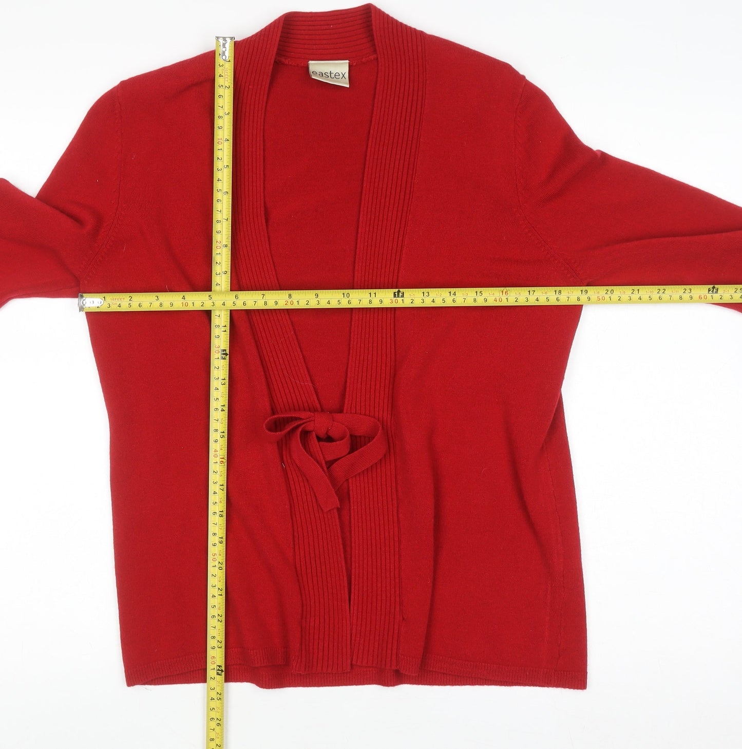 Eastex Women’s Red Tie Front Knit Cardigan UK 14 3/4 Sleeve