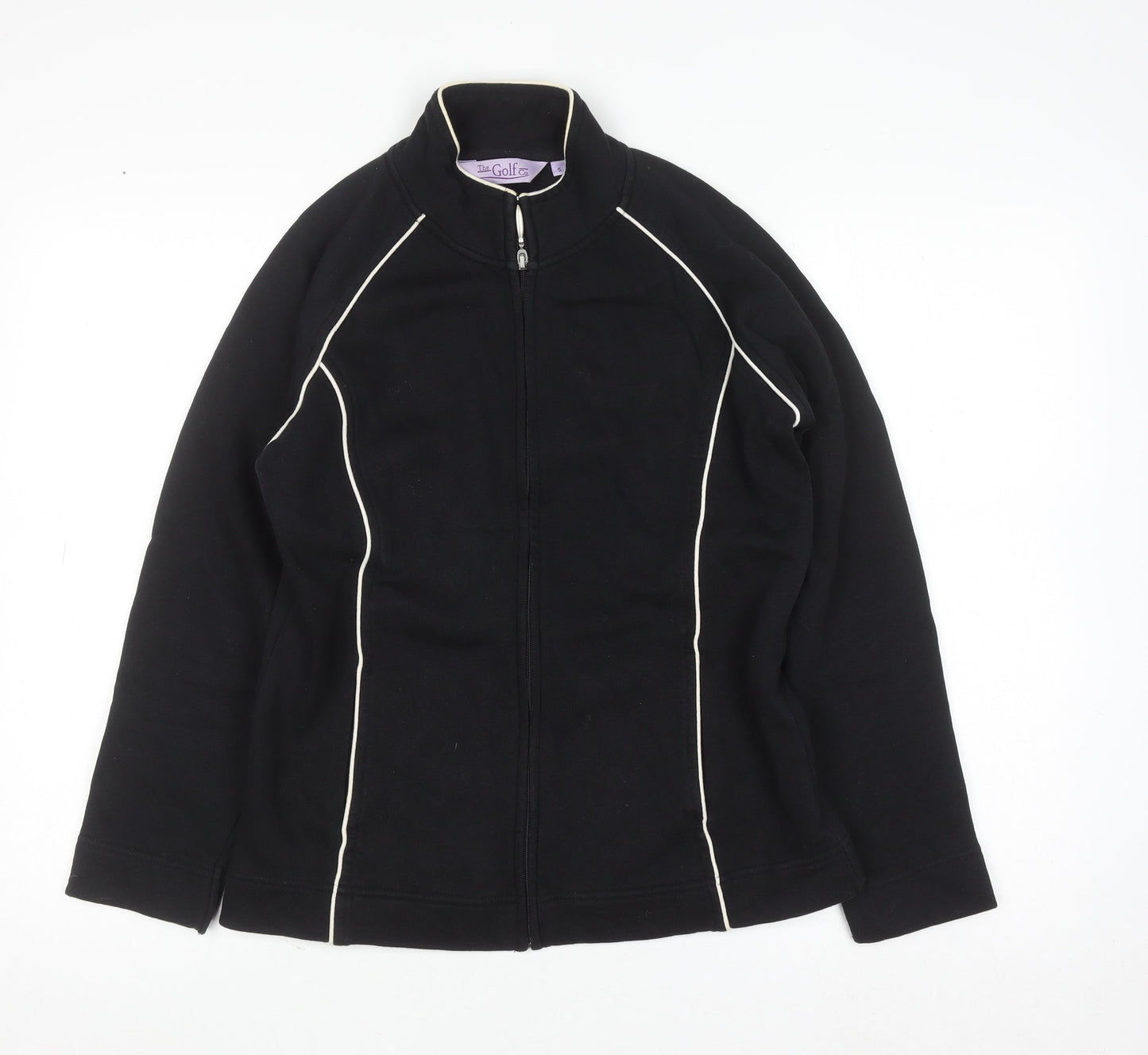 The Golf Co Women Black Small Full Zip Sweatshirt Cotton Blend