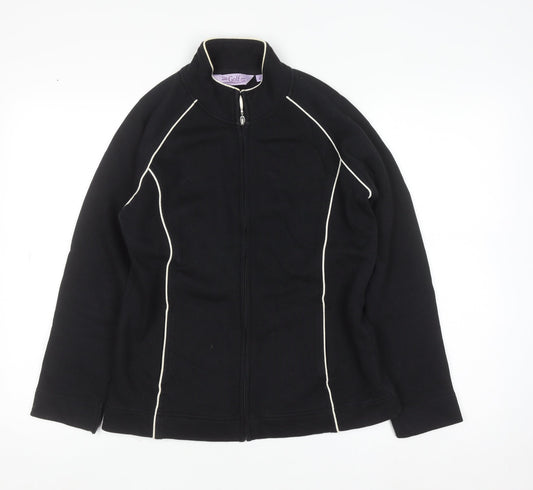 The Golf Co Women Black Small Full Zip Sweatshirt Cotton Blend