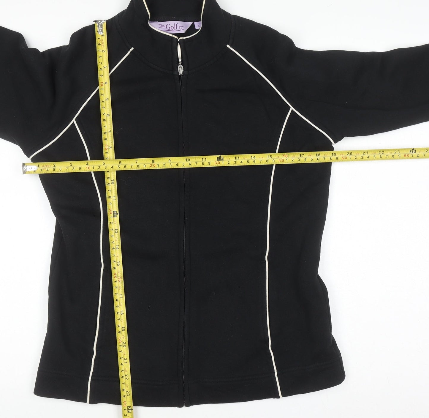 The Golf Co Women Black Small Full Zip Sweatshirt Cotton Blend