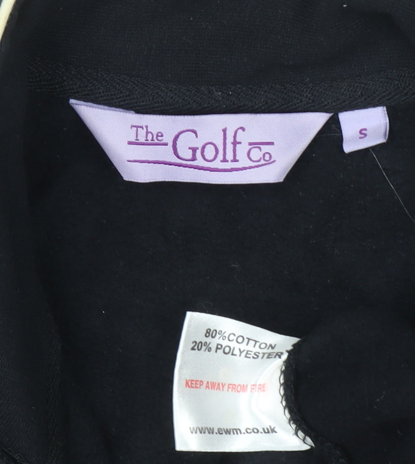The Golf Co Women Black Small Full Zip Sweatshirt Cotton Blend
