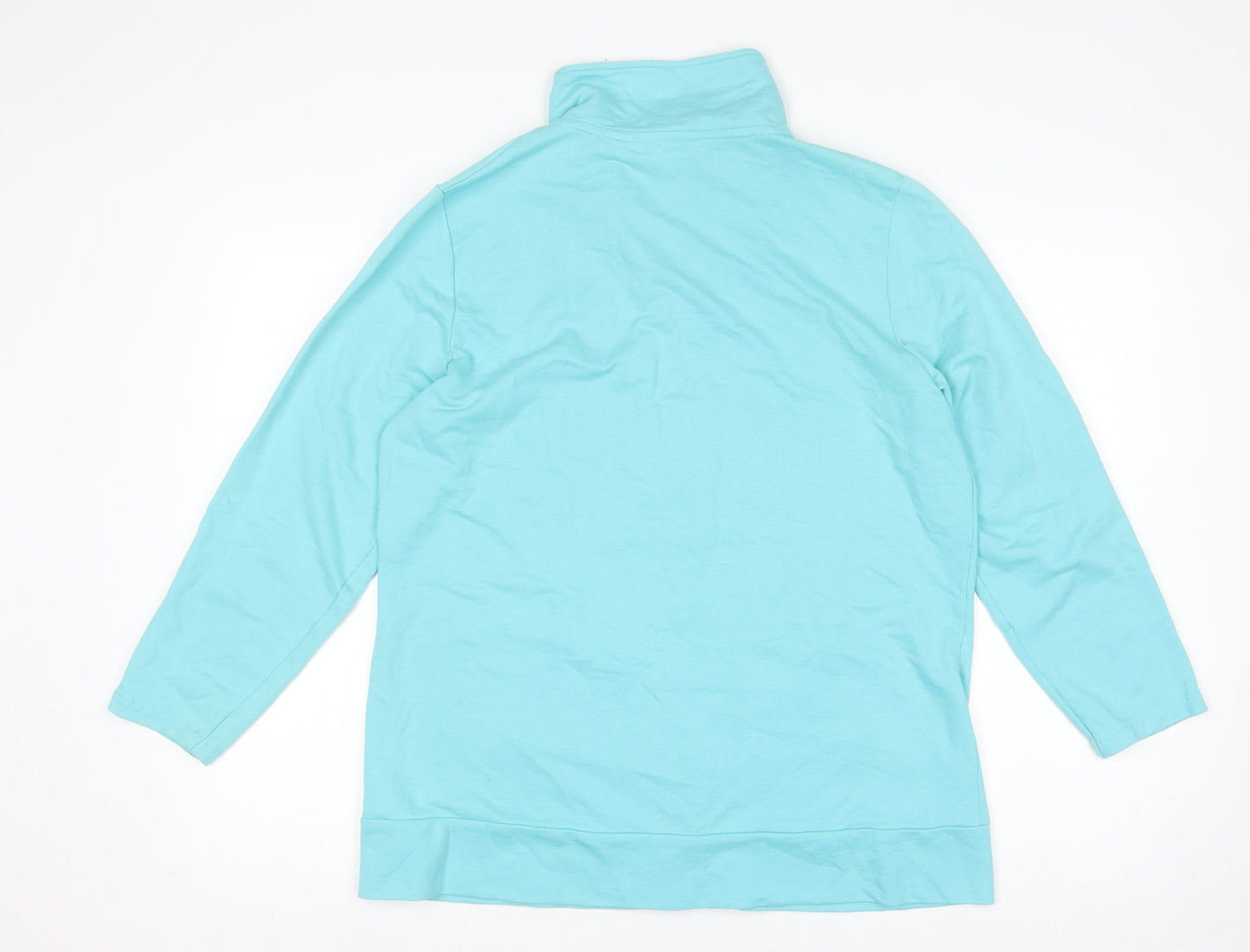 Quacker Factory Women Blue Rhinestone Full Zip Sweatshirt M