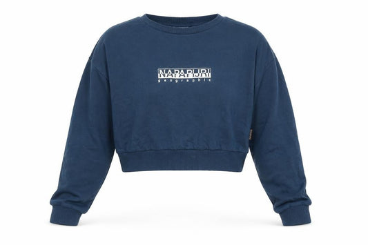 Napapijri Women Blue Medium Crew Neck Pullover Sweatshirt