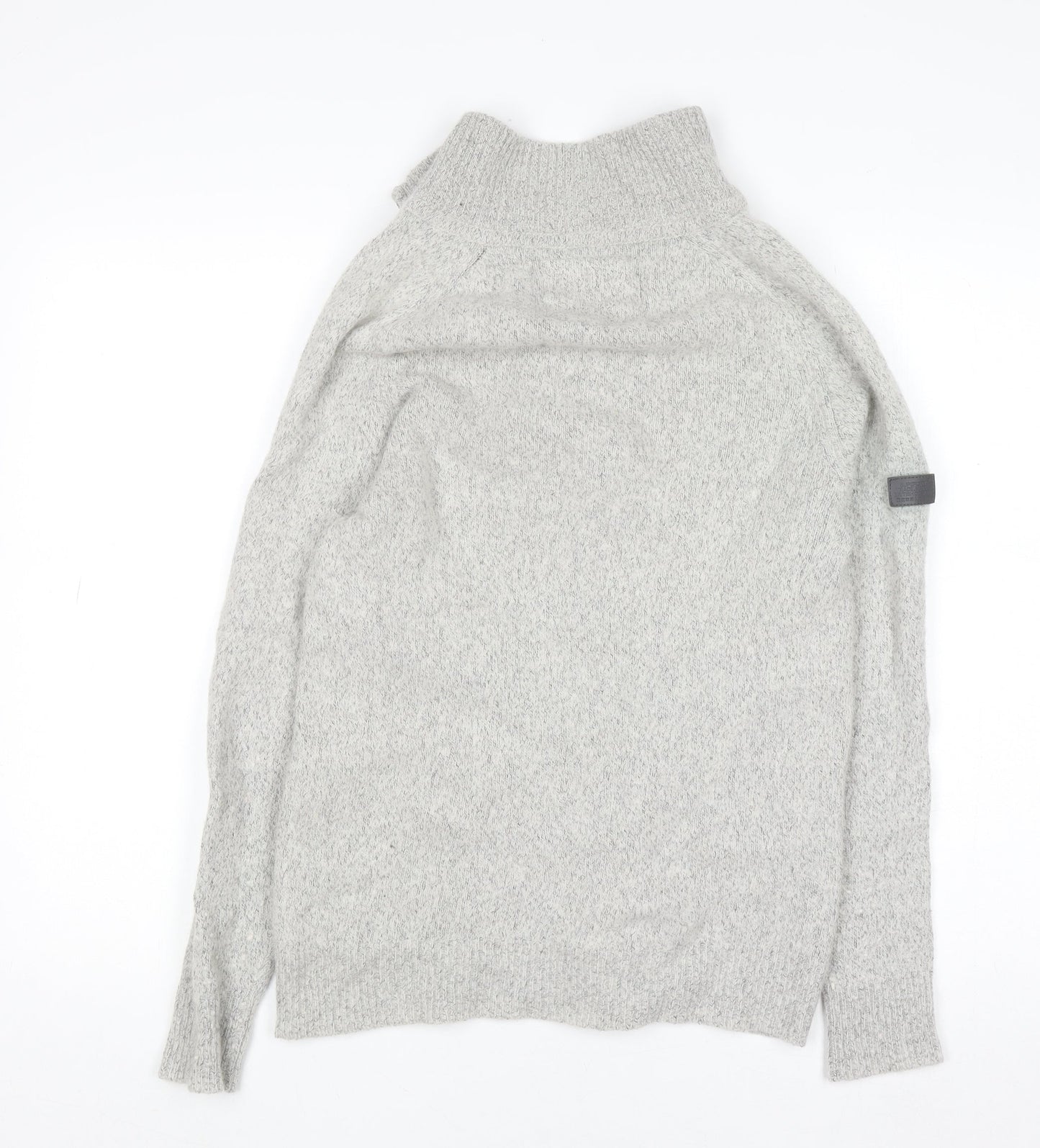 Superdry Women’s Grey Wool Blend 1/4 Zip High Neck Jumper Size L