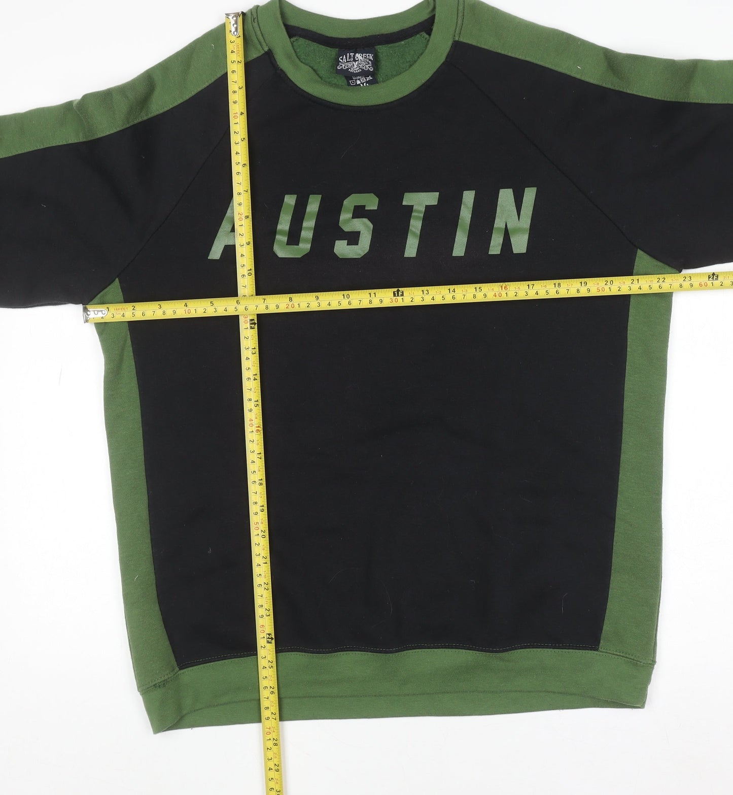 Salt Creek Men's Black Green Austin Crew Neck Sweatshirt M