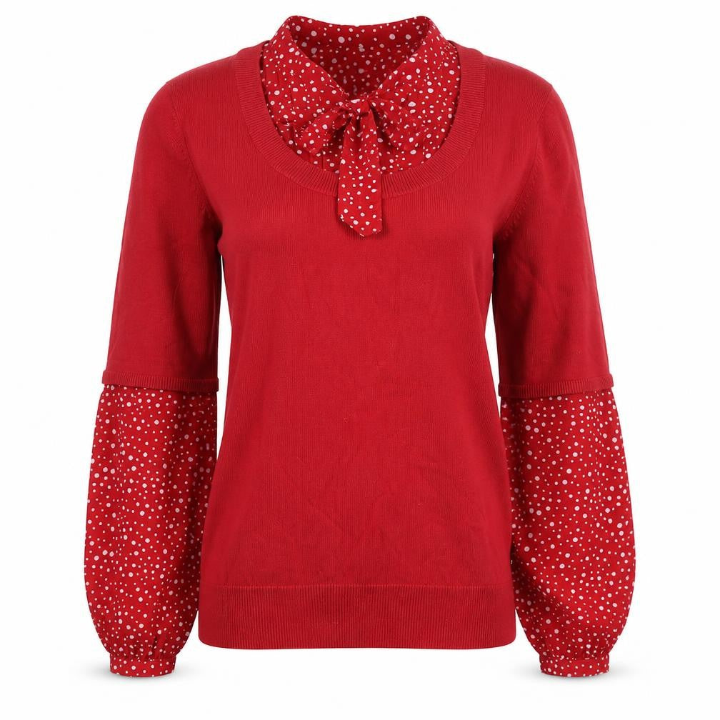 Rocha.John Rocha Womens Red Size 14 Polka Dot Sleeve Jumper