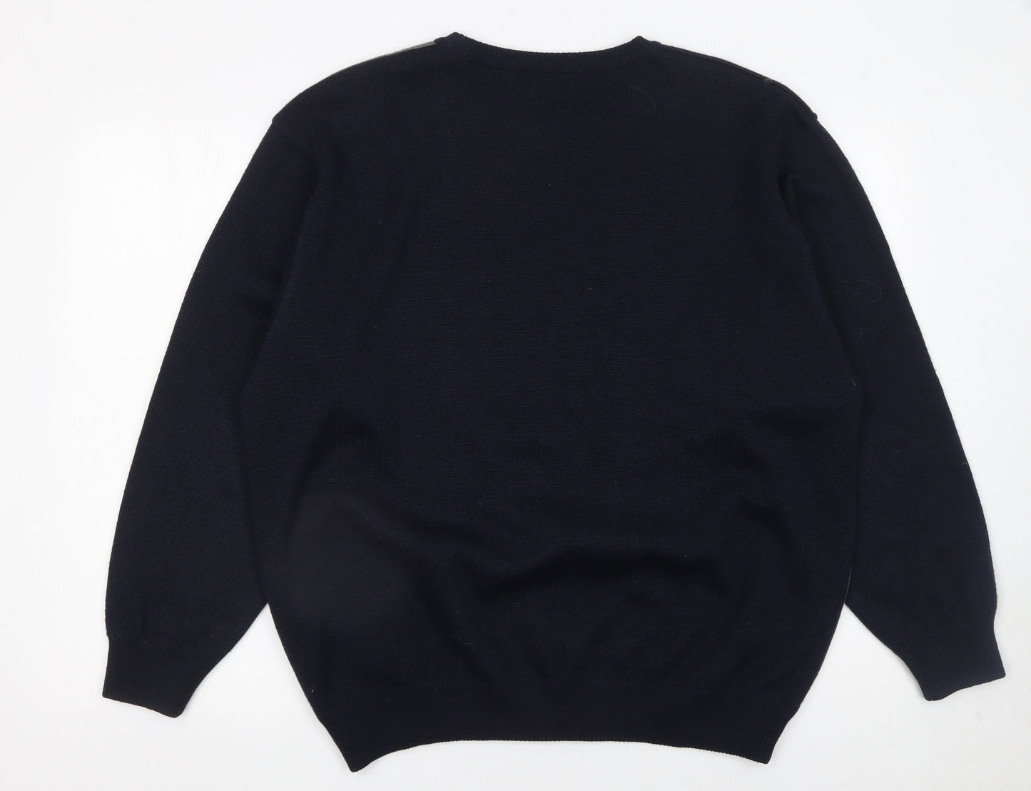 Marks and Spencer Men’s Grey Wool Blend Striped Crew Neck Jumper L