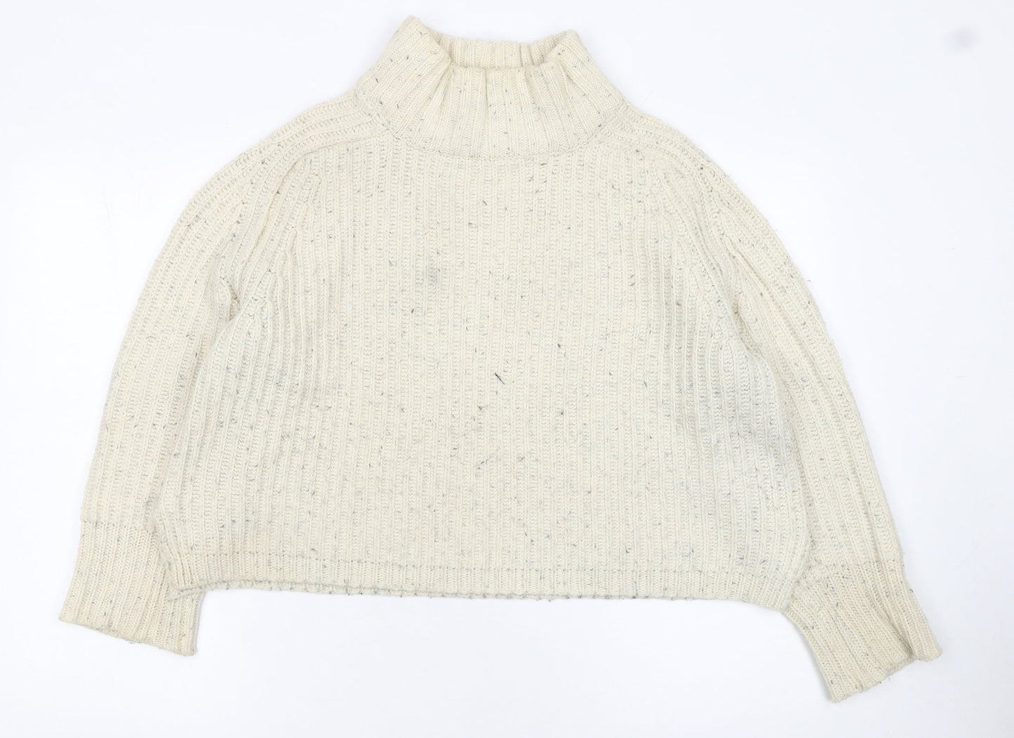 Silence + Noise Womens Ivory Roll Neck Chunky Knit Jumper Size S