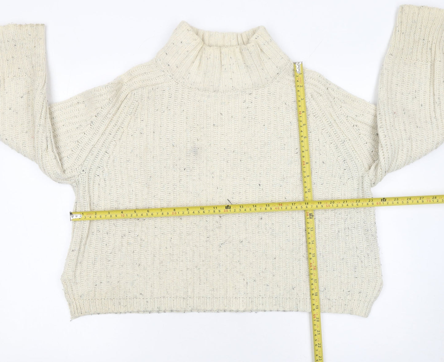 Silence + Noise Womens Ivory Roll Neck Chunky Knit Jumper Size S