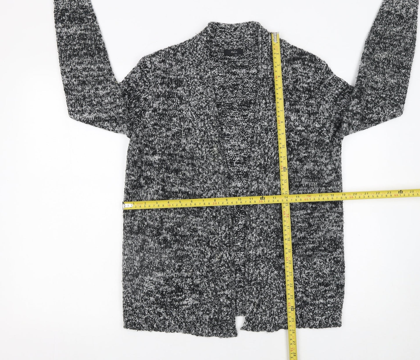 M&Co Women's Grey Chunky Knit Long Sleeve Cardigan Size 12