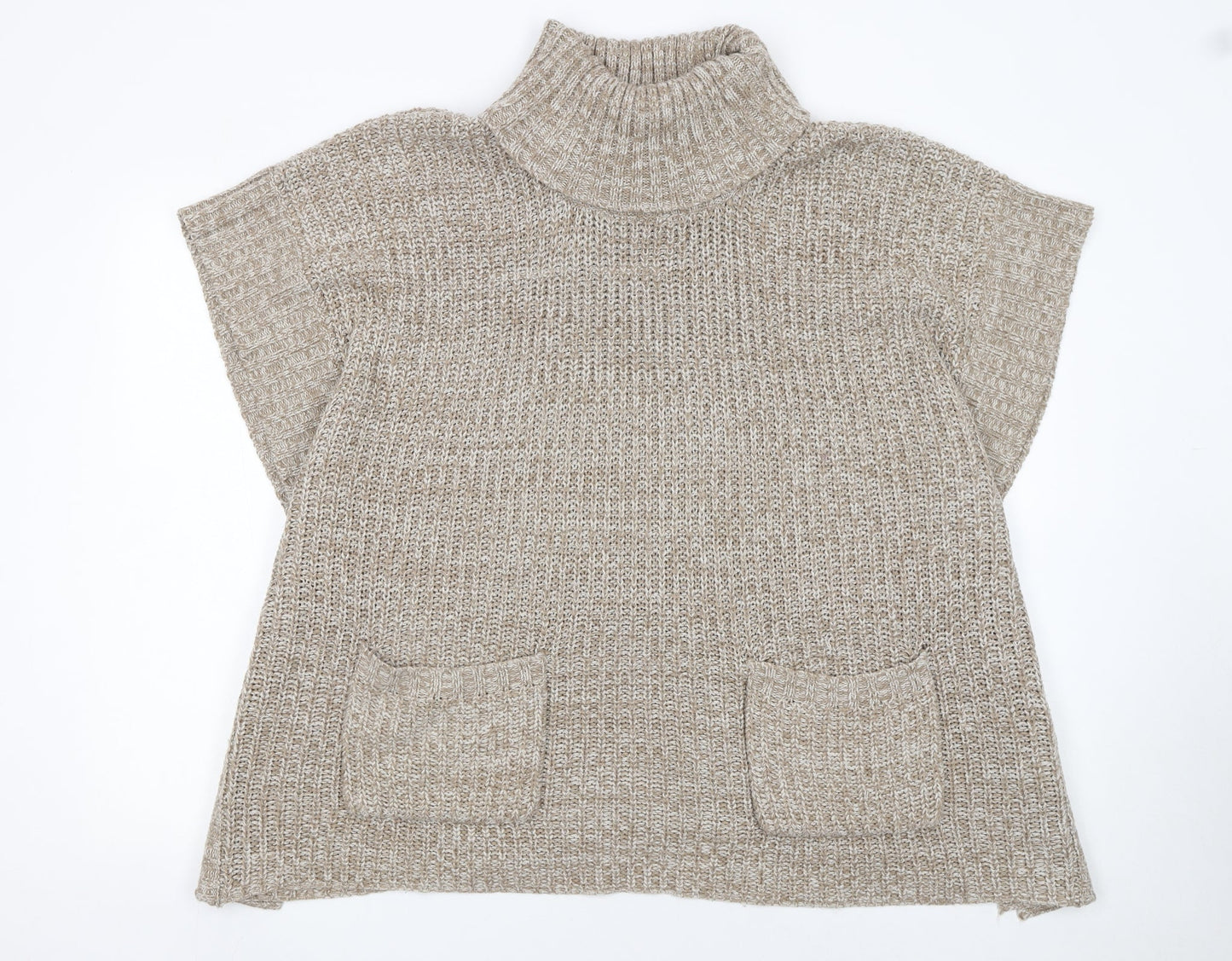Originals Knitwear Women Beige Roll Neck Chunky Tunic Jumper S