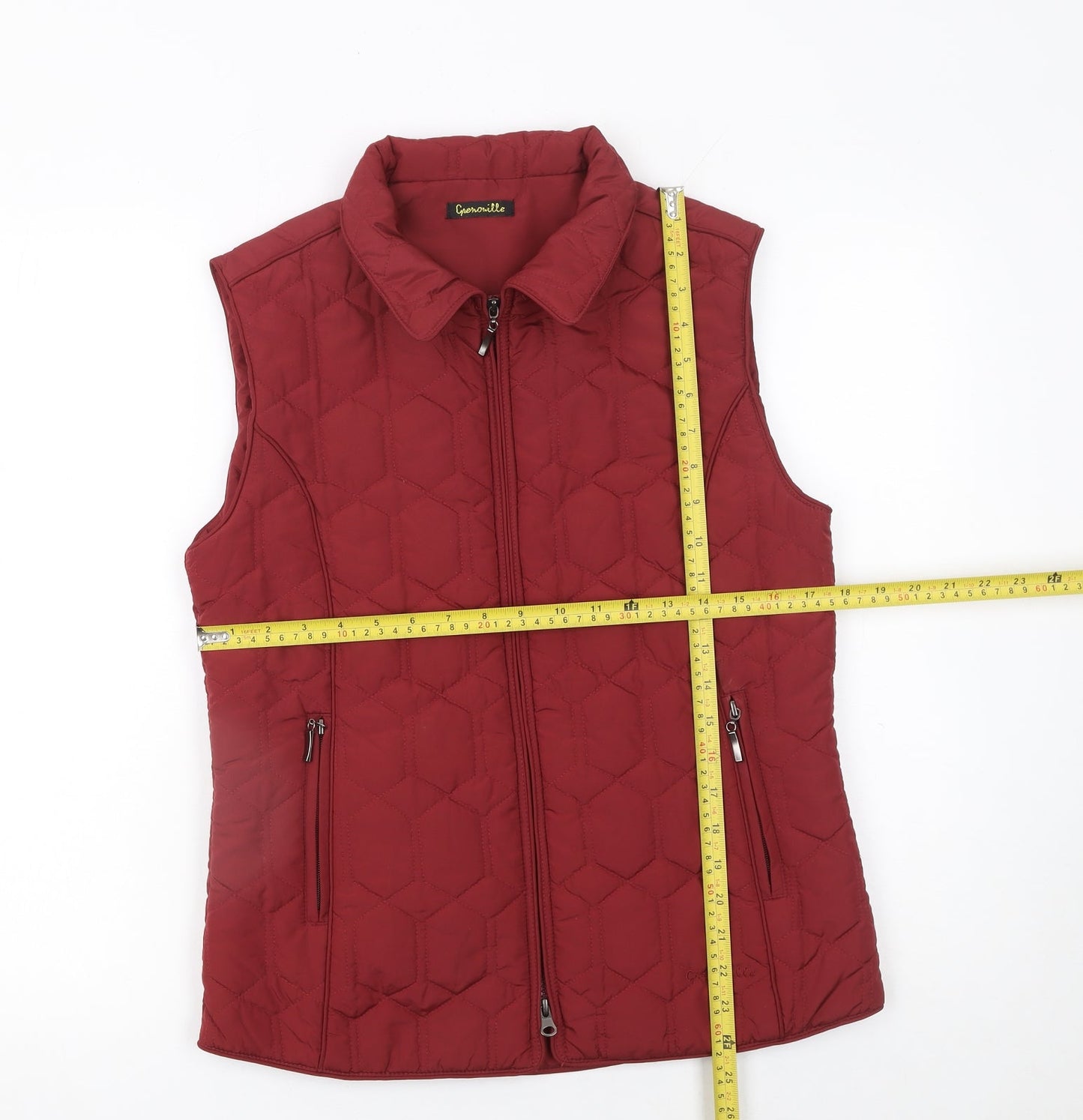 Grenouille Women's Red Quilted Lined Sleeveless Waistcoat Size 10