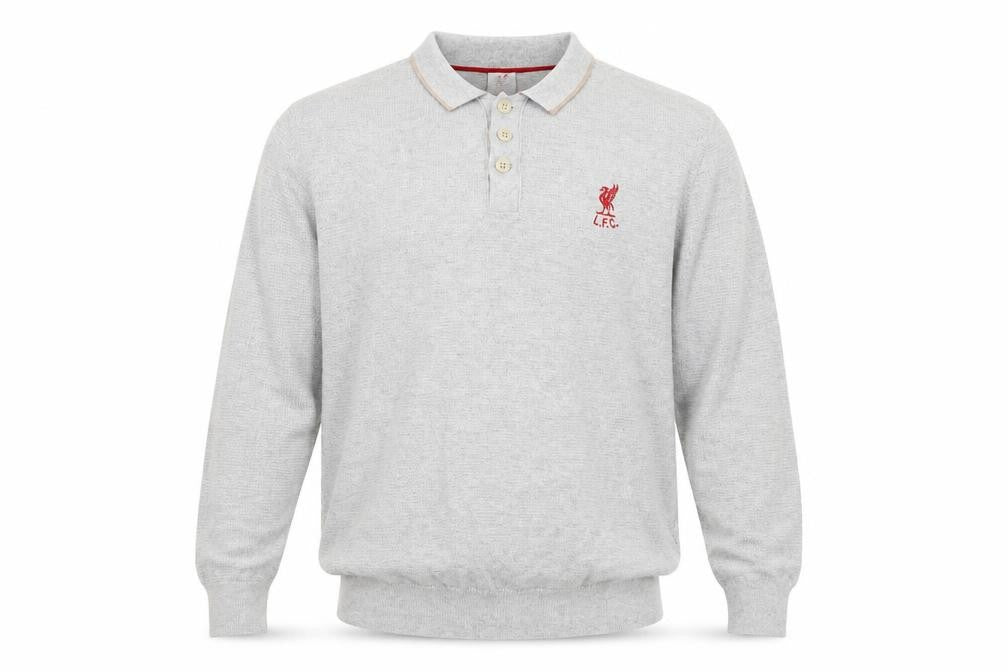 L.F.C. Men’s Grey Long Sleeve Cotton Polo Shirt Size L