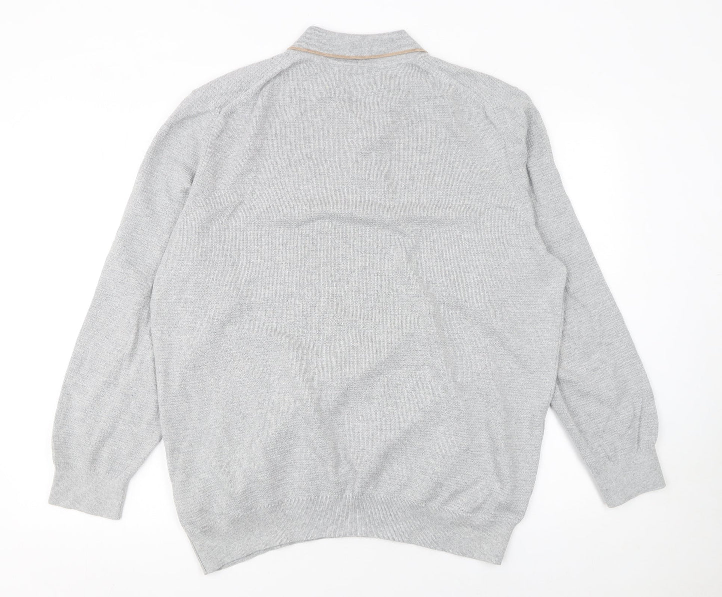 L.F.C. Men’s Grey Long Sleeve Cotton Polo Shirt Size L