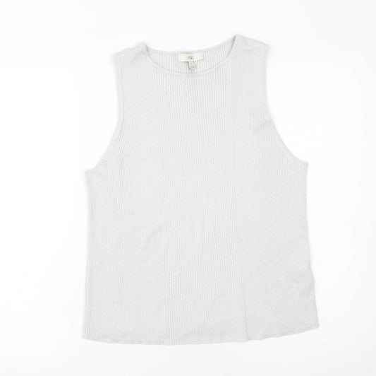 Marks and Spencer Womens Grey Knit Tank Top L Lightweight Viscose Blend