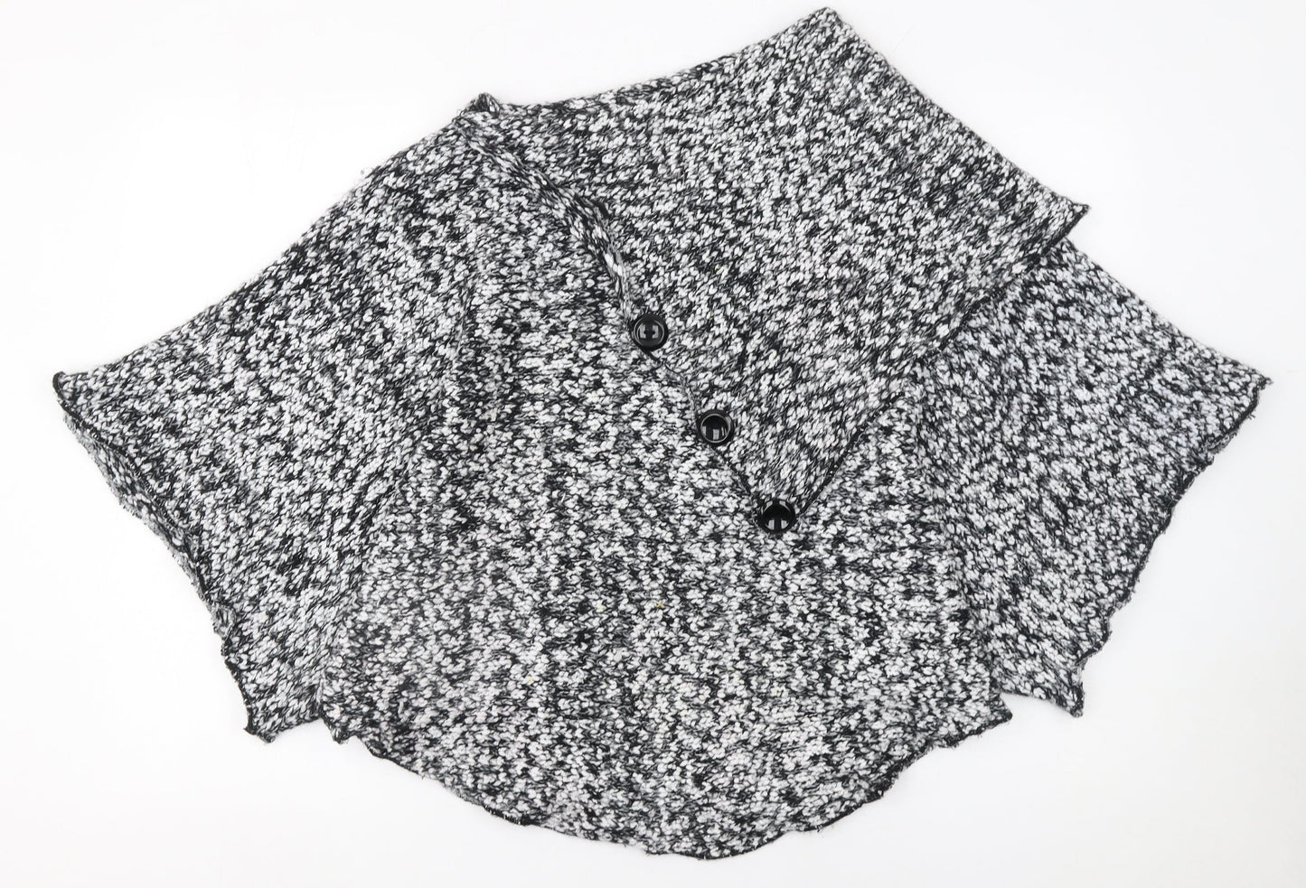 Mela Loves London Women's Black & White Knit Cape M/L Acrylic