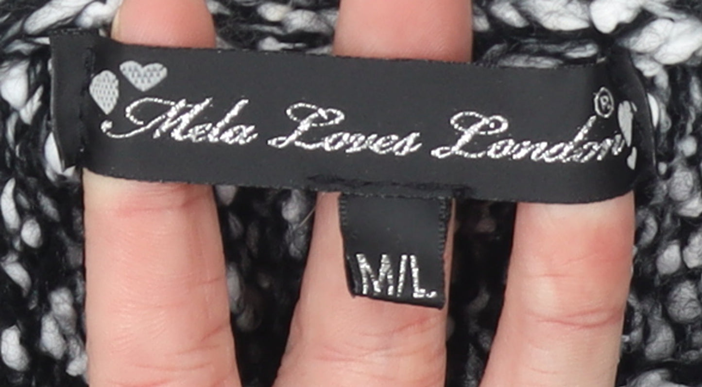 Mela Loves London Women's Black & White Knit Cape M/L Acrylic