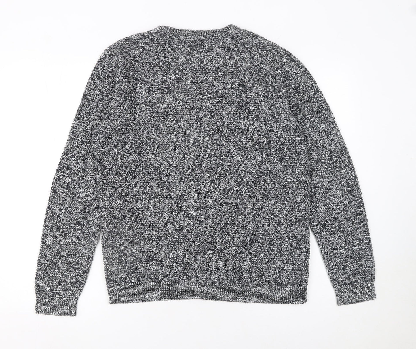 SELECTED HOMME Men's Grey Cotton Knit Crew Neck Jumper Size S