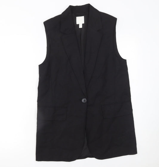 H&M Women Black XS Linen Blend Sleeveless Suit Waistcoat