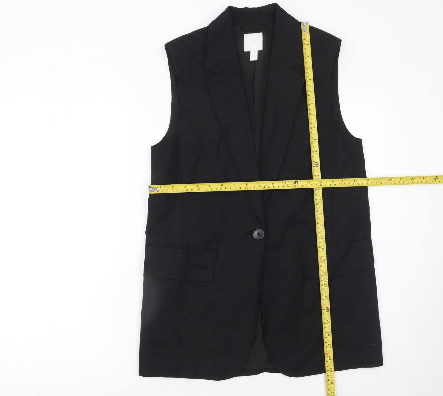 H&M Women Black XS Linen Blend Sleeveless Suit Waistcoat
