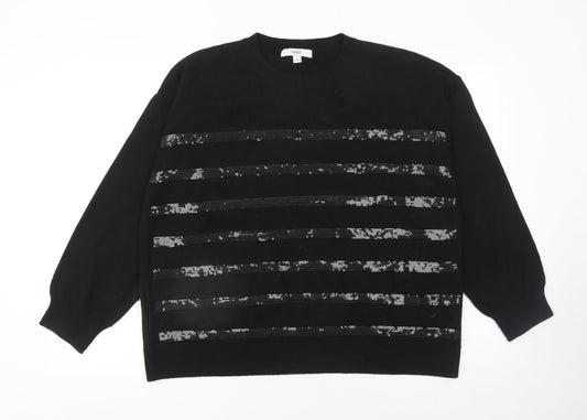 Marks and Spencer Women’s Black Sequin Stripe Jumper Size L