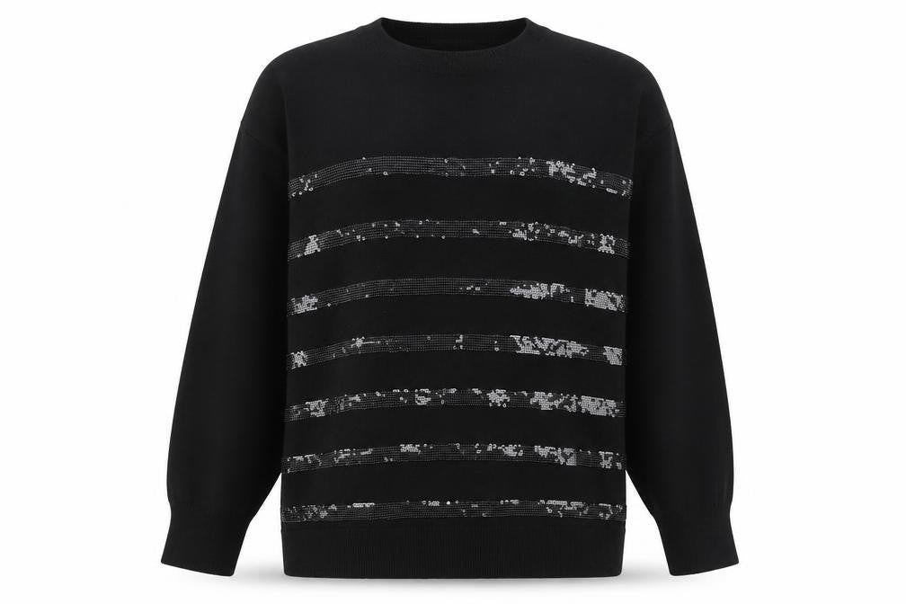 Marks and Spencer Women’s Black Sequin Stripe Jumper Size L