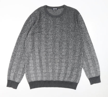 Hatemoglu Men’s Grey Geometric Knit Crew Neck Jumper XL