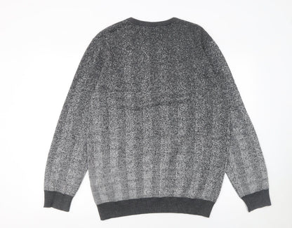 Hatemoglu Men’s Grey Geometric Knit Crew Neck Jumper XL