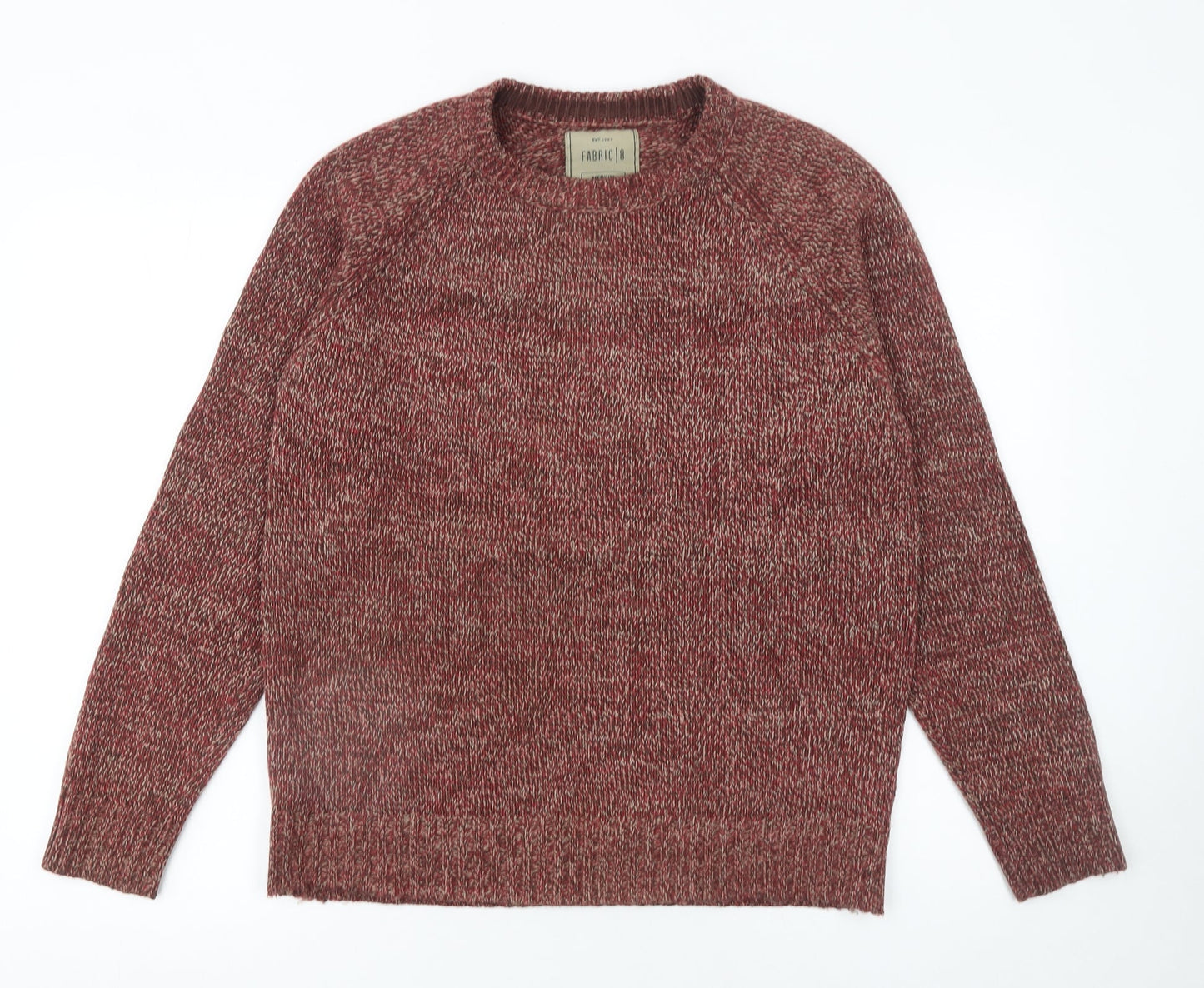 Fabric 8 Mens Red Knit Crew Neck Pullover Jumper Medium