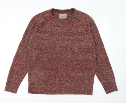 Fabric 8 Mens Red Knit Crew Neck Pullover Jumper Medium