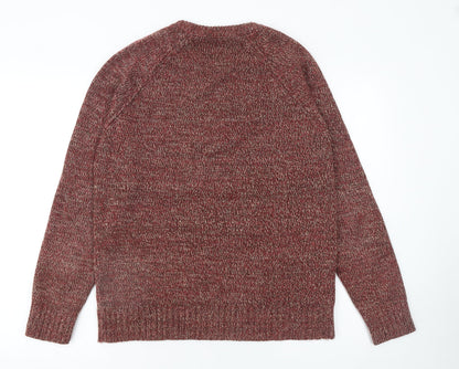 Fabric 8 Mens Red Knit Crew Neck Pullover Jumper Medium