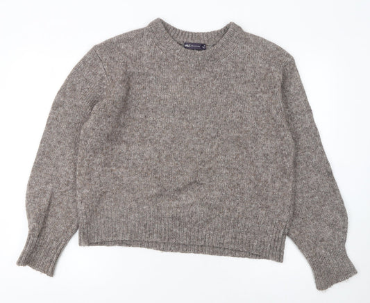 Marks and Spencer Women Beige Knit Crew Neck Pullover Jumper M