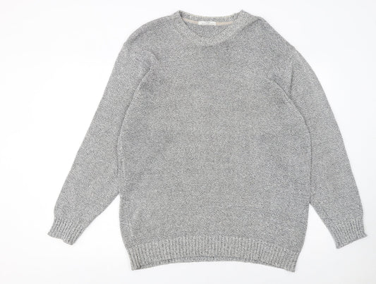 Marks and Spencer Mens Grey Cotton Linen Crew Neck Jumper L