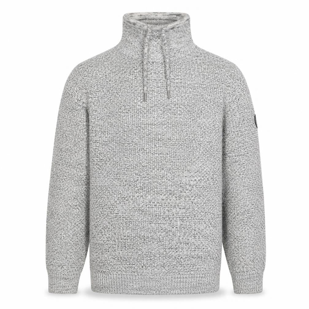 Firetrap Men’s Grey High Neck Chunky-Knit Pullover Jumper Size M