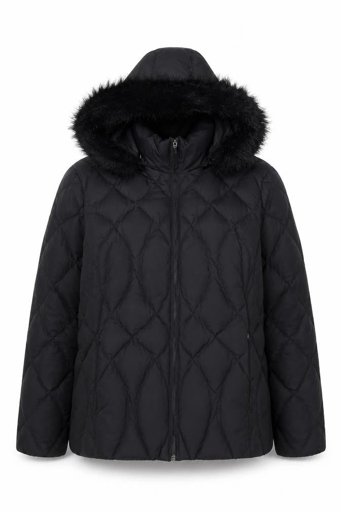Marks & Spencer Women’s Black XL Quilted Puffer Jacket Hooded Winter Coat