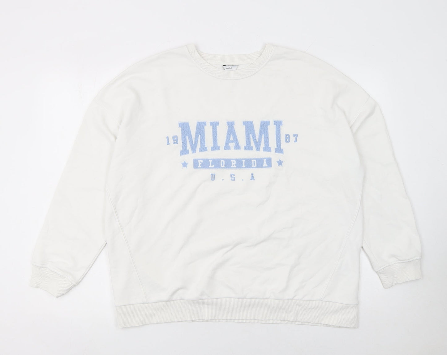 M&Co Women Ivory Miami Print Cotton Blend Sweatshirt UK 16