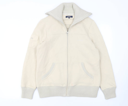 Maine New England Women Beige Full Zip Sweatshirt Size 16 Cotton Blend