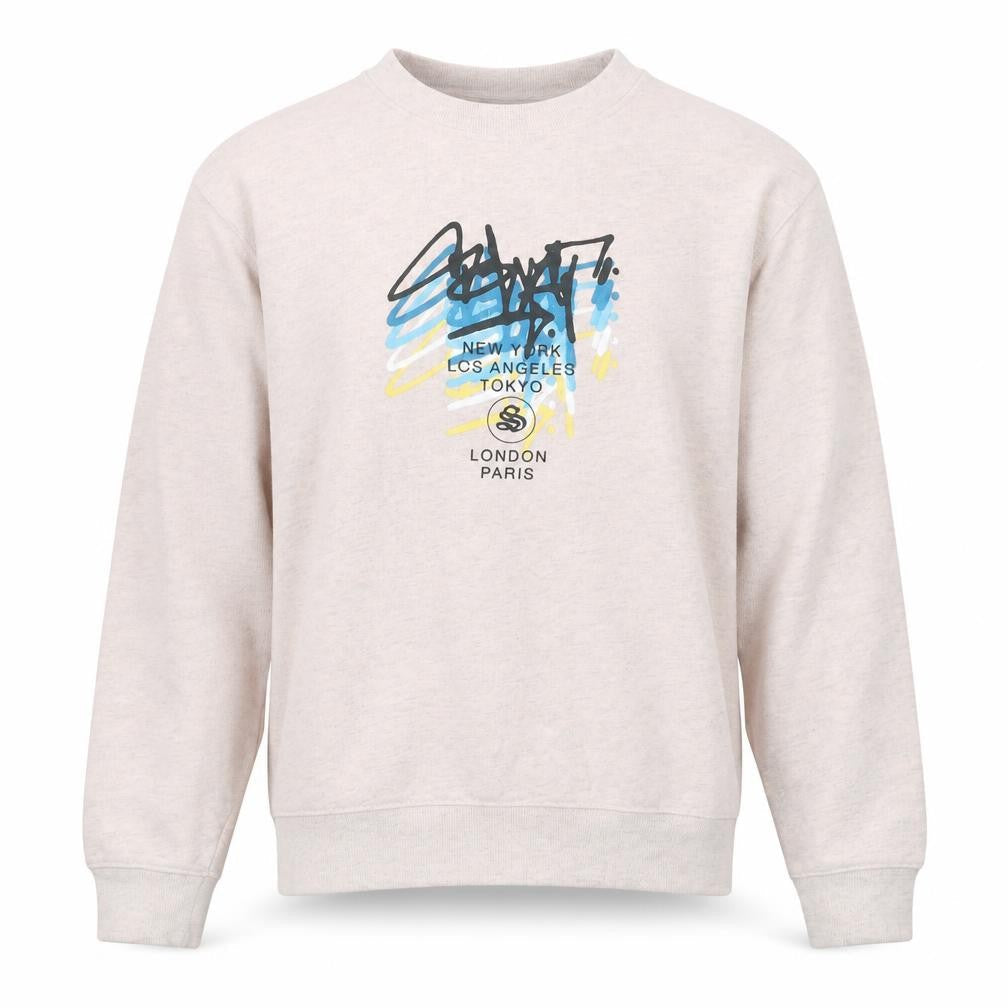 River Island Men's Beige Graphic Print Pullover Sweatshirt M