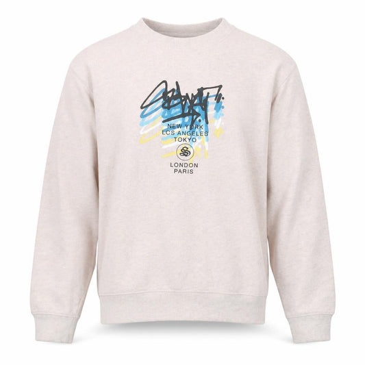 River Island Men's Beige Graphic Print Pullover Sweatshirt M