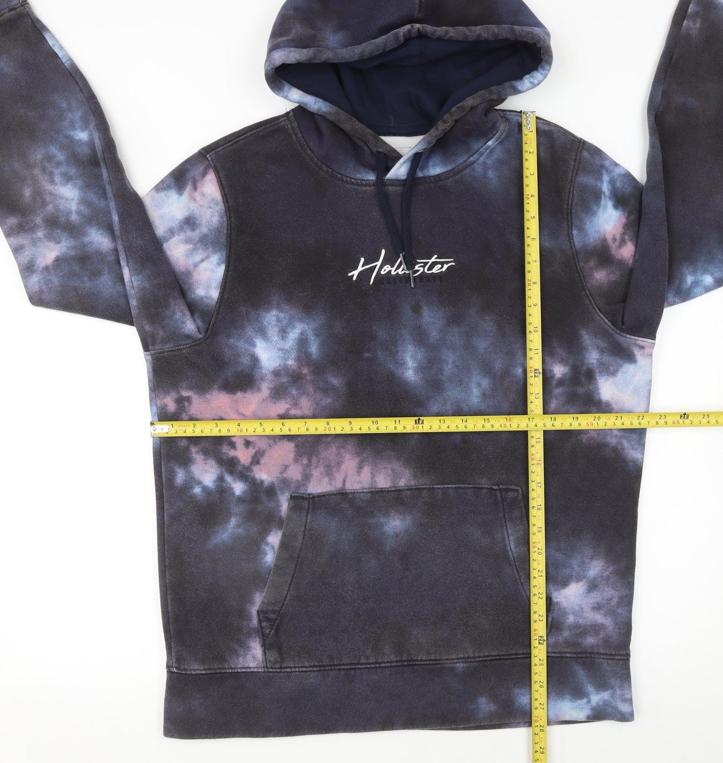 Hollister Womens Blue Tie-Dye Pullover Hoodie L Cotton Blend