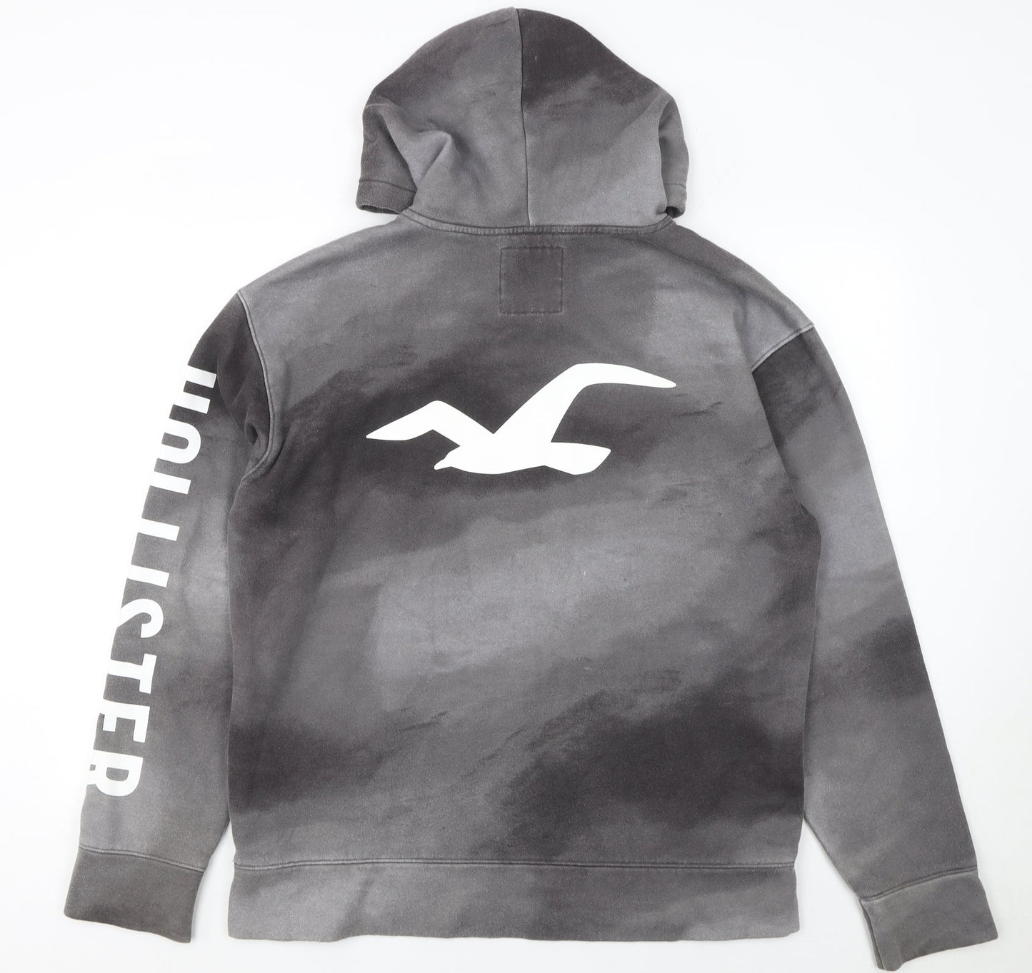 Hollister Men's Grey Pullover Hoodie L Logo Fleece Sweatshirt